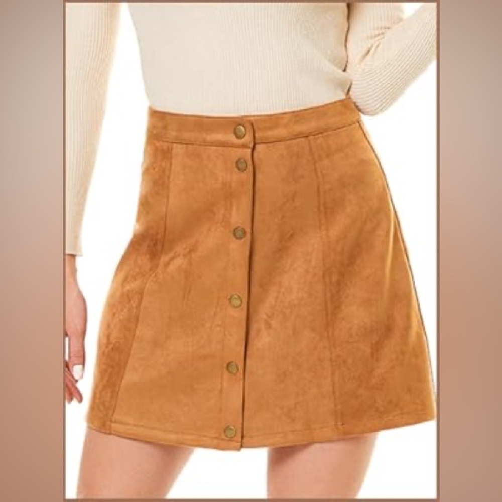 Suede button up skirt